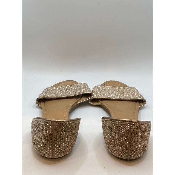 MERONA Women's Beige Studded Flat Open Almond-Toe Slide Sandals SZ 9 - Picture 4 of 9